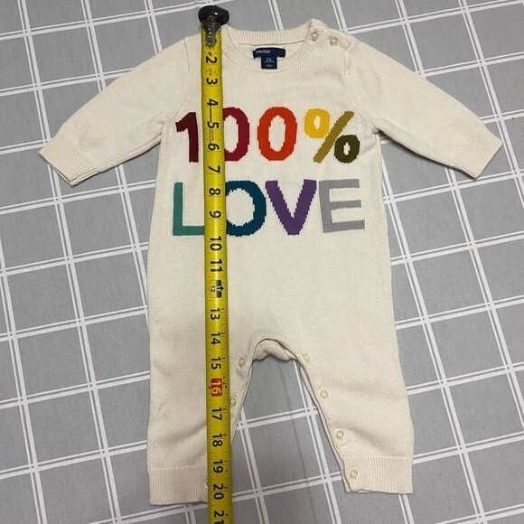 Baby GAP 100% Love One Piece Knit Romper 3 - 6 Months - Picture 3 of 5